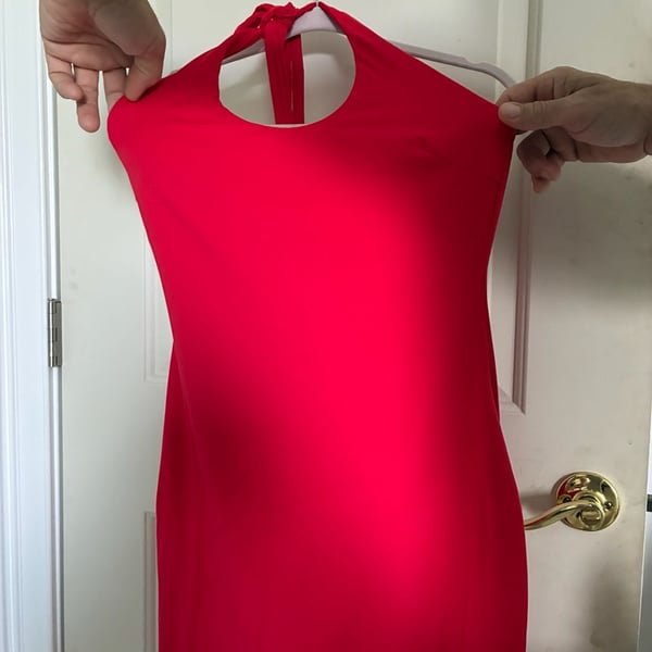 Popilush Halter Neck Red Midi Dress