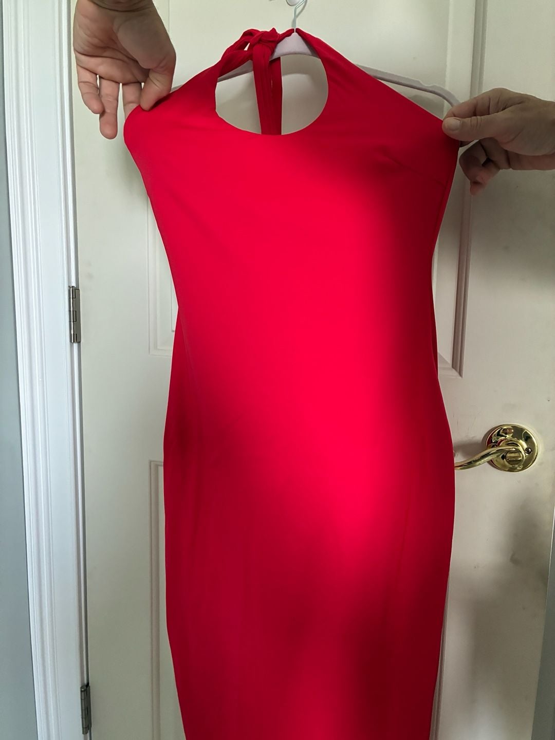 Popilush Halter Neck Red Midi Dress 3