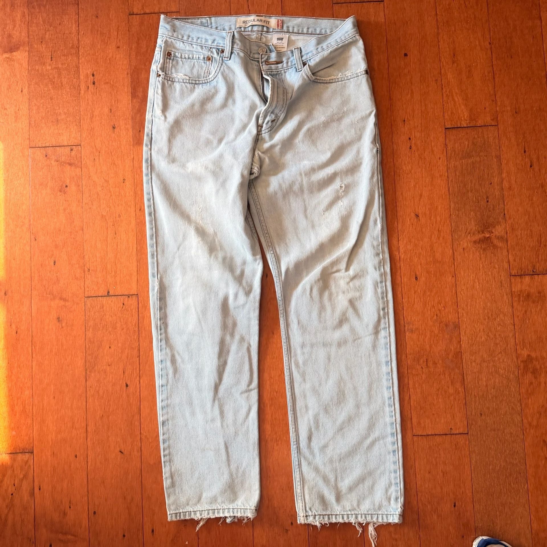 Levi's 505 Straight Leg Jeans Light Wash Raw Hem 3