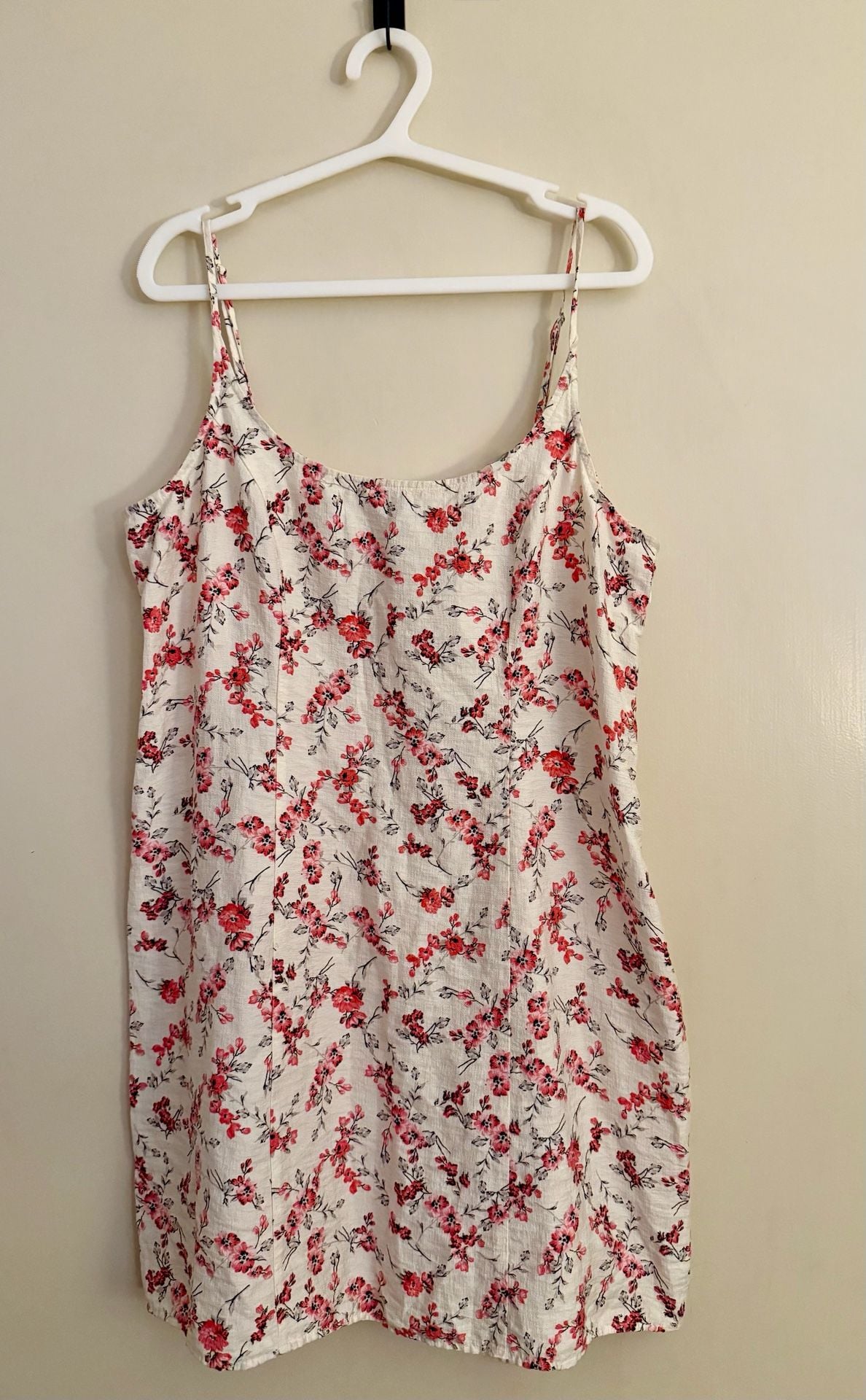 A New Day Floral Sleeveless Swing Tank Dress Size 16 White Floral Smocked Back
2
