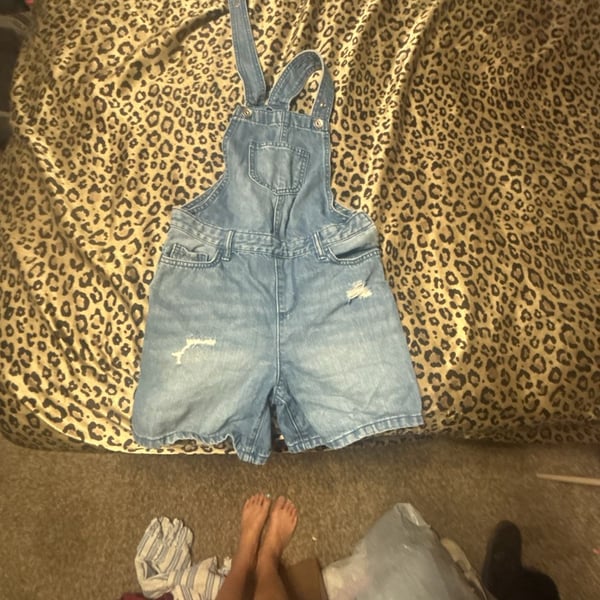 The Children's Place Girls Distressed Denim Shortalls Size 6X/7