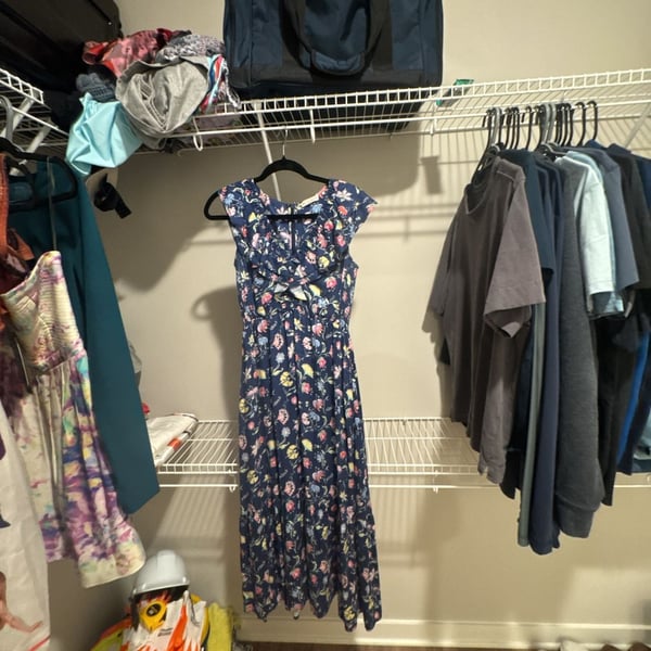 Roller Rabbit Blue Floral Print Cap Sleeve Maxi Dress