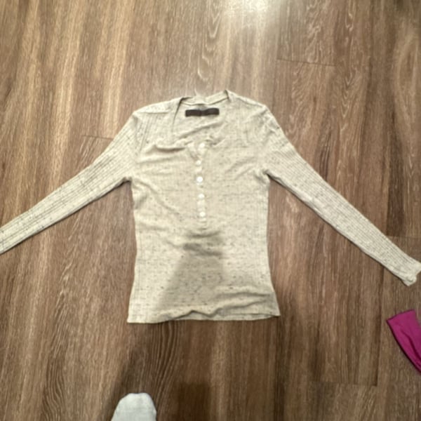 Enya Costa Ribbed Long Sleeve Henley Top