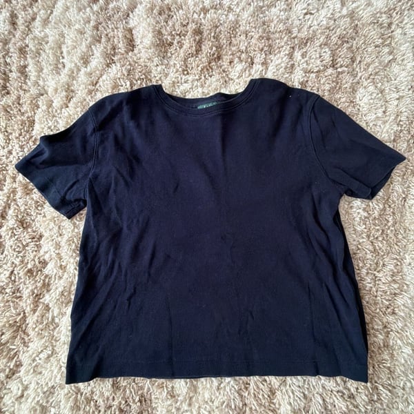 Lauren Ralph Lauren Petite Navy Blue Crewneck T-Shirt