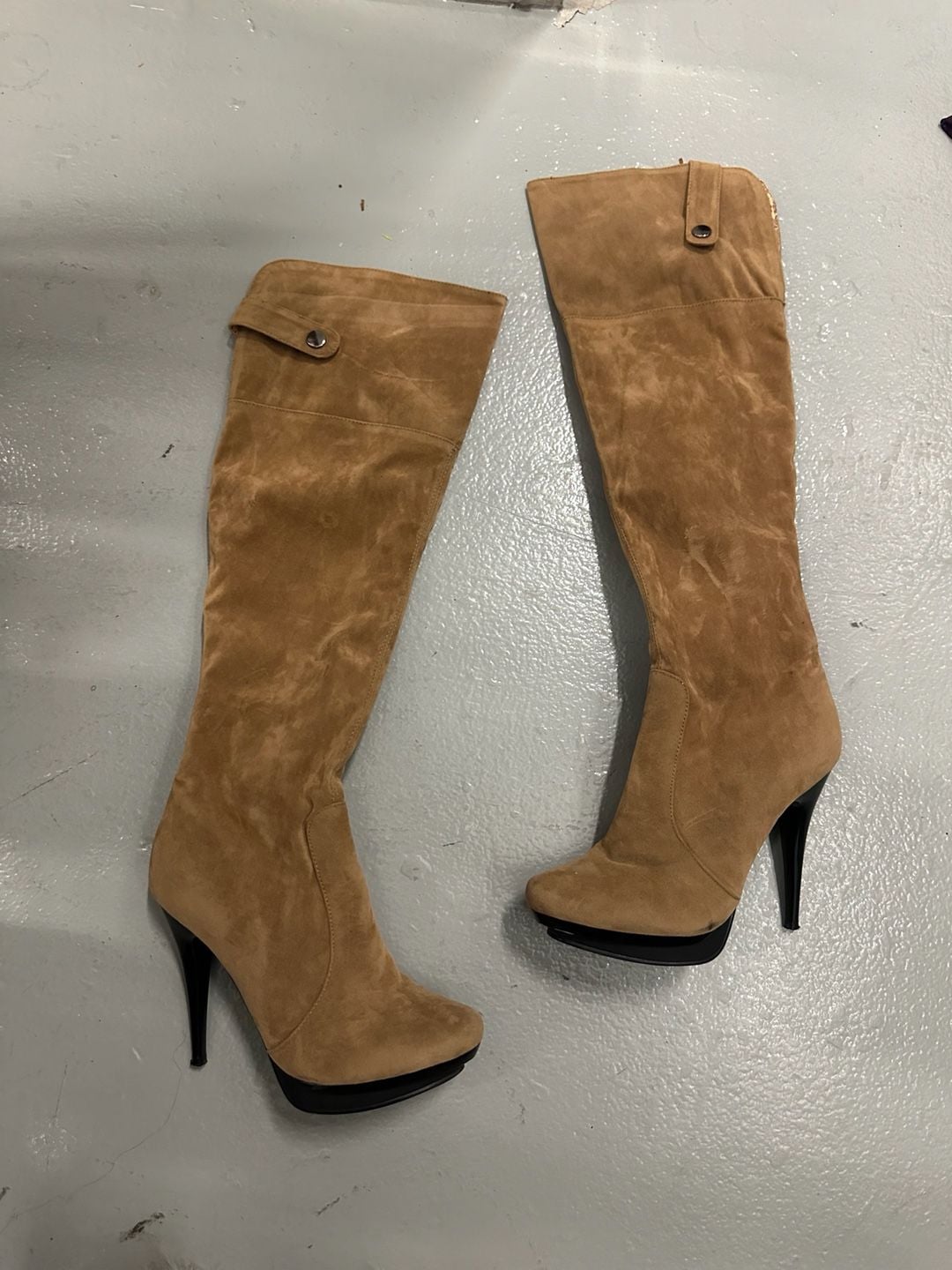 Lui Chung Faux Suede Over-the-Knee Platform Stiletto Boots 1