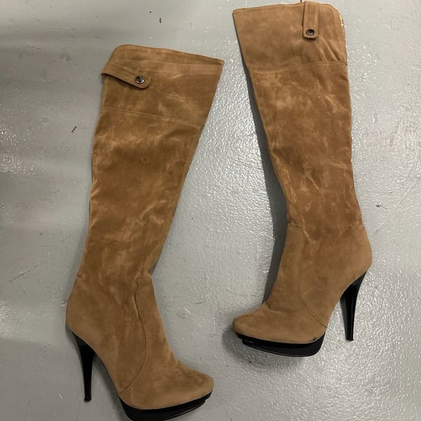 Lui Chung Faux Suede Over-the-Knee Platform Stiletto Boots