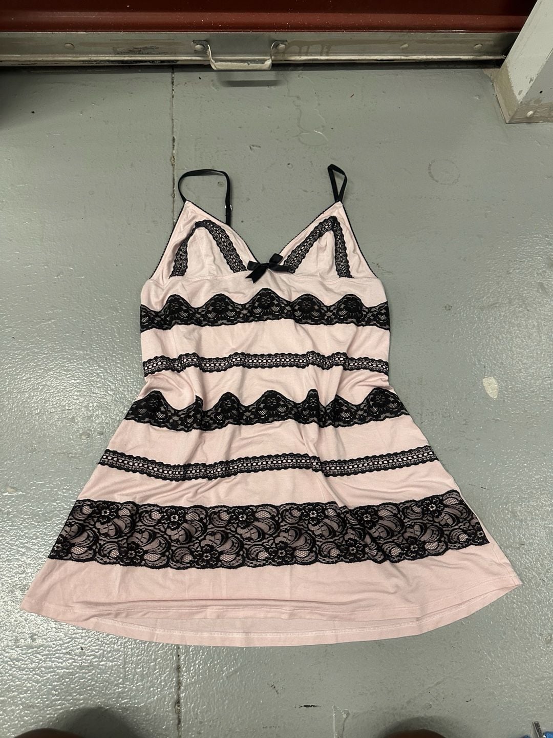 Victoria's Secret Sexy Little Things Pink and Black Lace Slip Babydoll 1