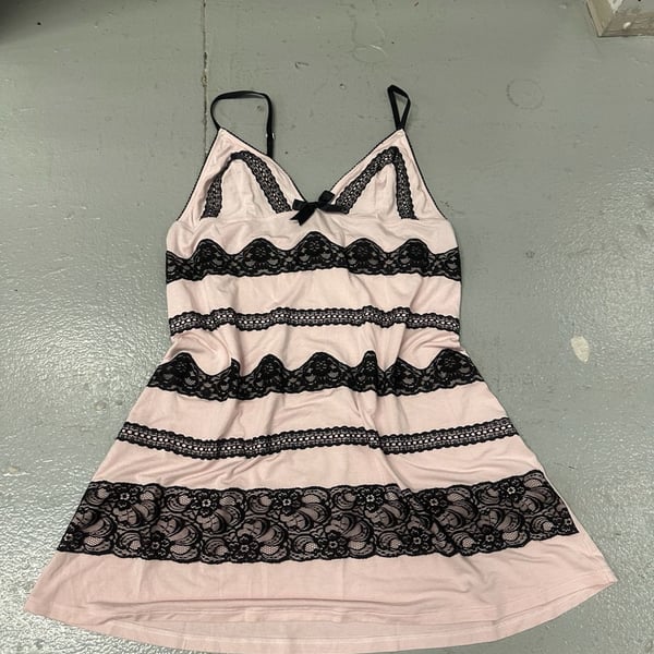 Victoria's Secret Sexy Little Things Pink and Black Lace Slip Babydoll