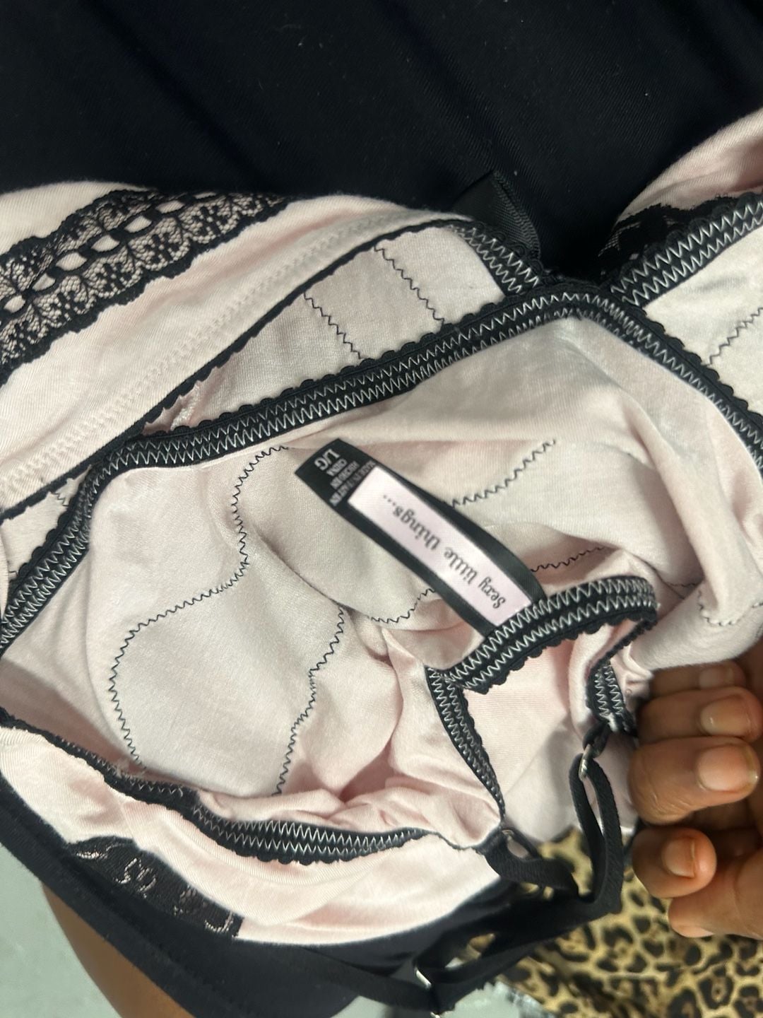 Victoria's Secret Sexy Little Things Pink and Black Lace Slip Babydoll 3