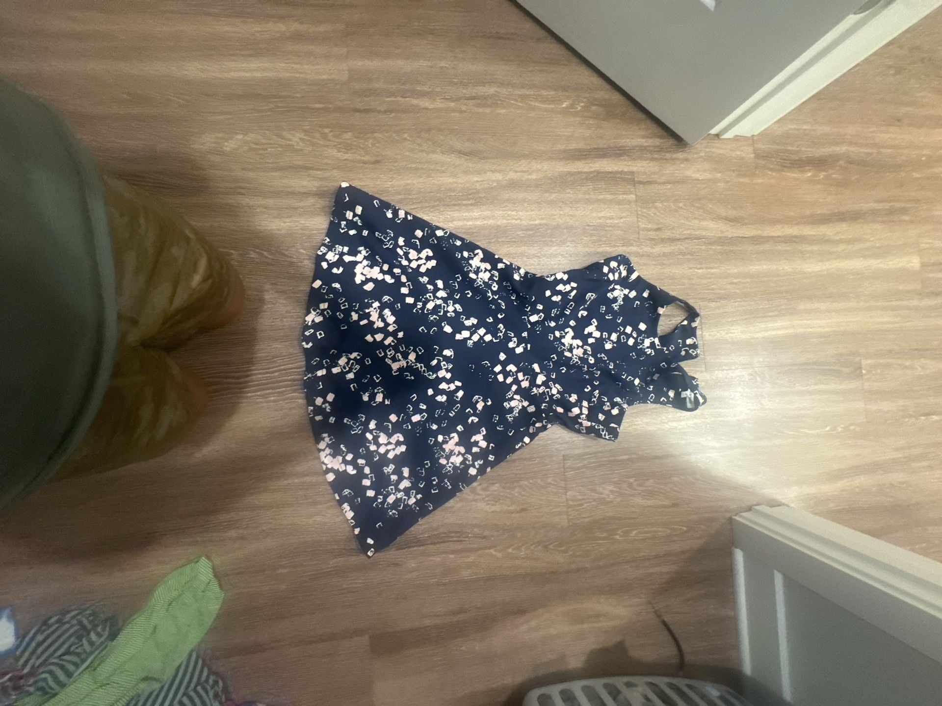 Elizabeth and James Navy and Cream Print Fit and Flare Skater Dress 1