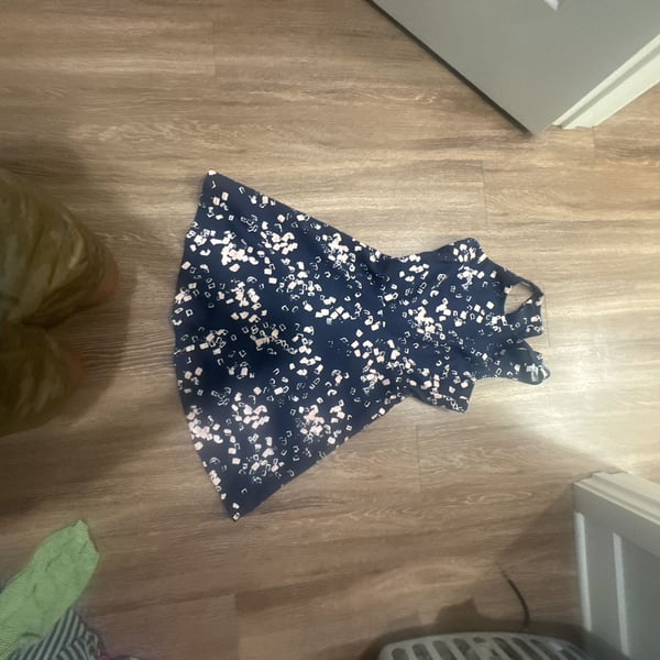 Elizabeth and James Navy and Cream Print Fit and Flare Skater Dress
