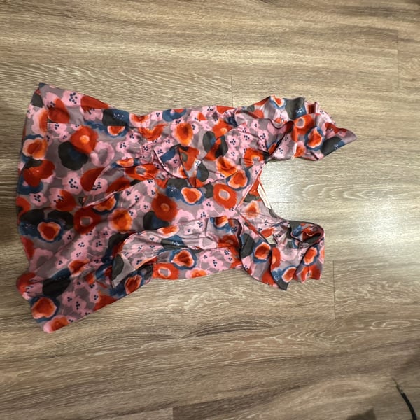 Rebecca Taylor Silk Floral Ruffle Sleeveless Top