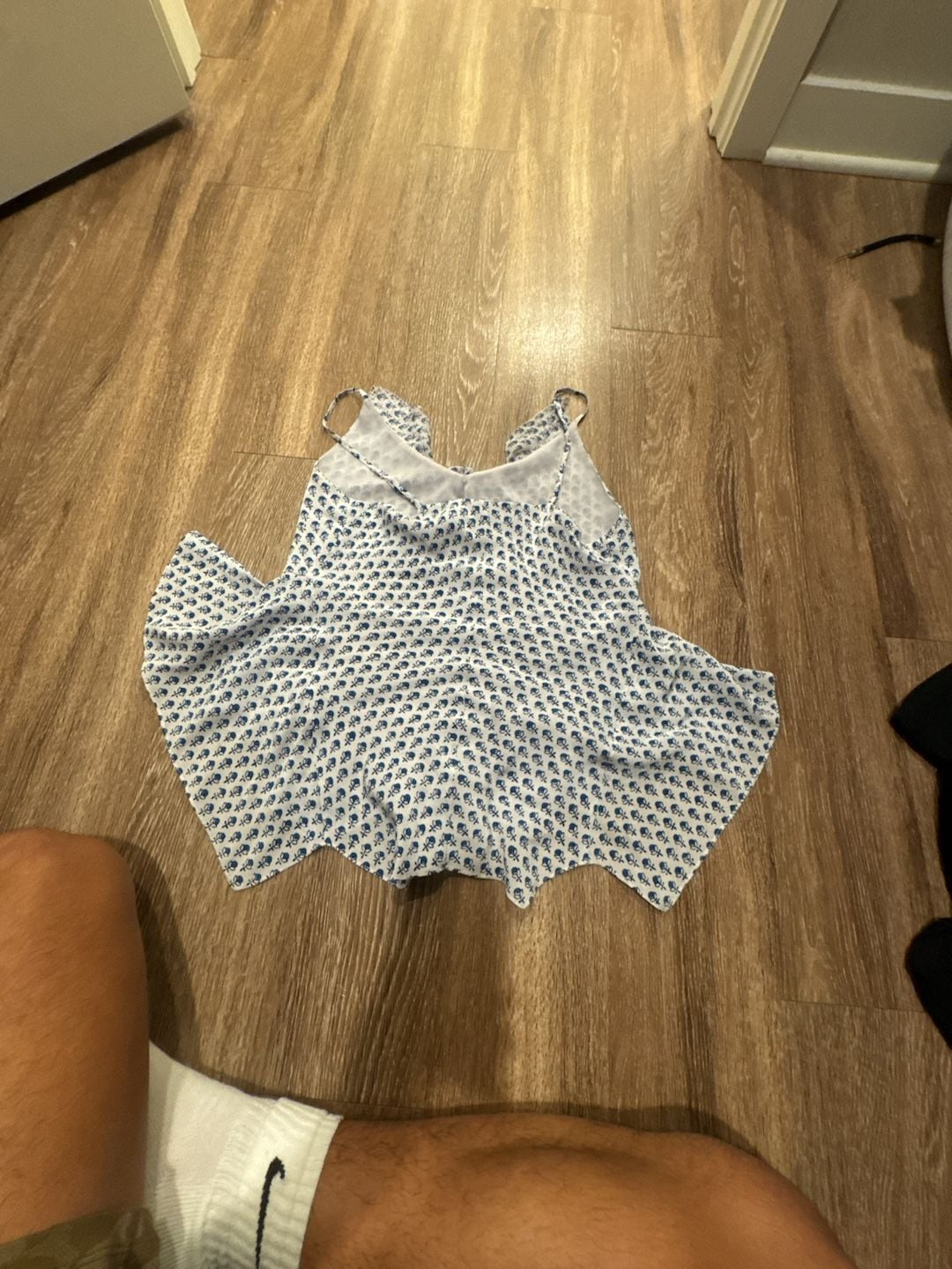 Rebecca Taylor Ditsy Tulip Blue and White Silk Sleeveless Peplum Top 2