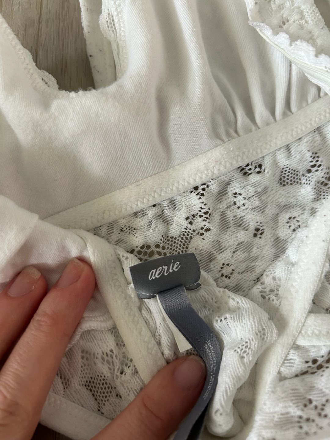 Aerie White Floral Lace Racerback Bralette 6