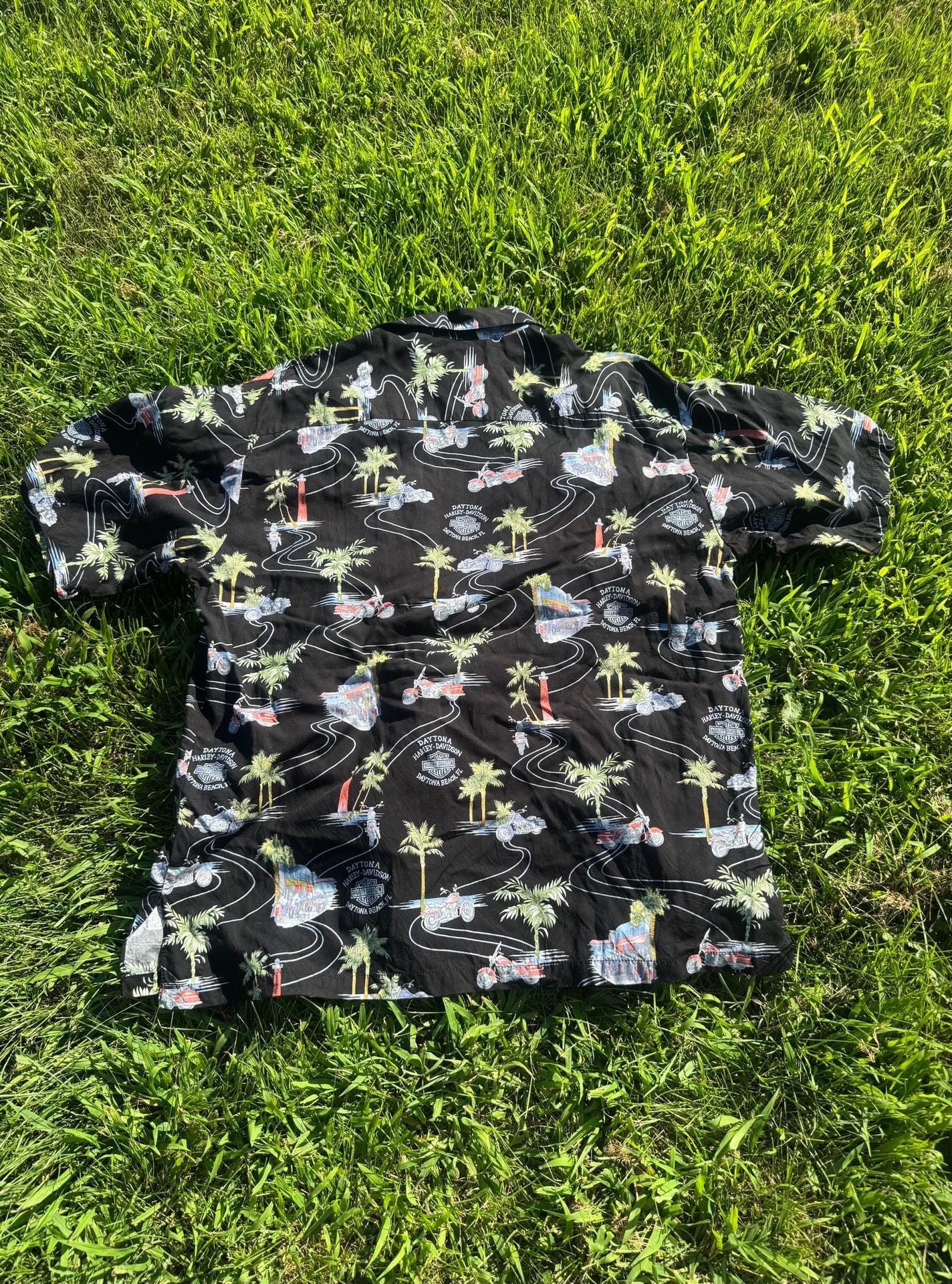 Tori Richard Harley-Davidson Daytona Beach Print Viscose Button-Down Shirt 6
