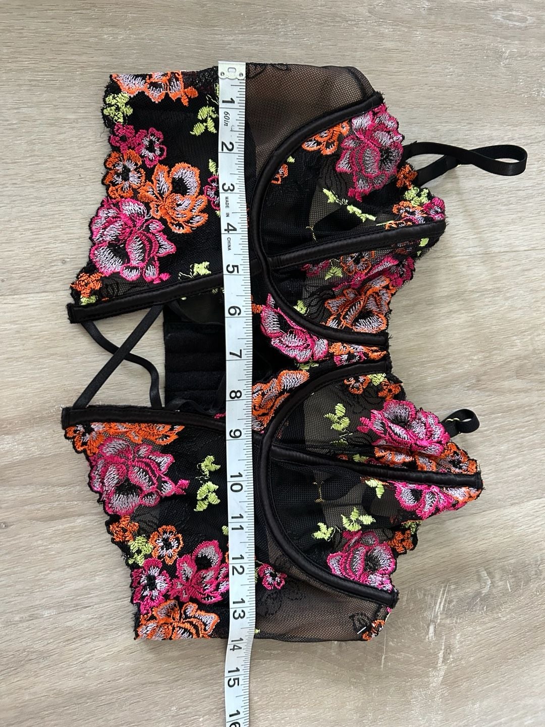 Floral embroidered bustier bra 1