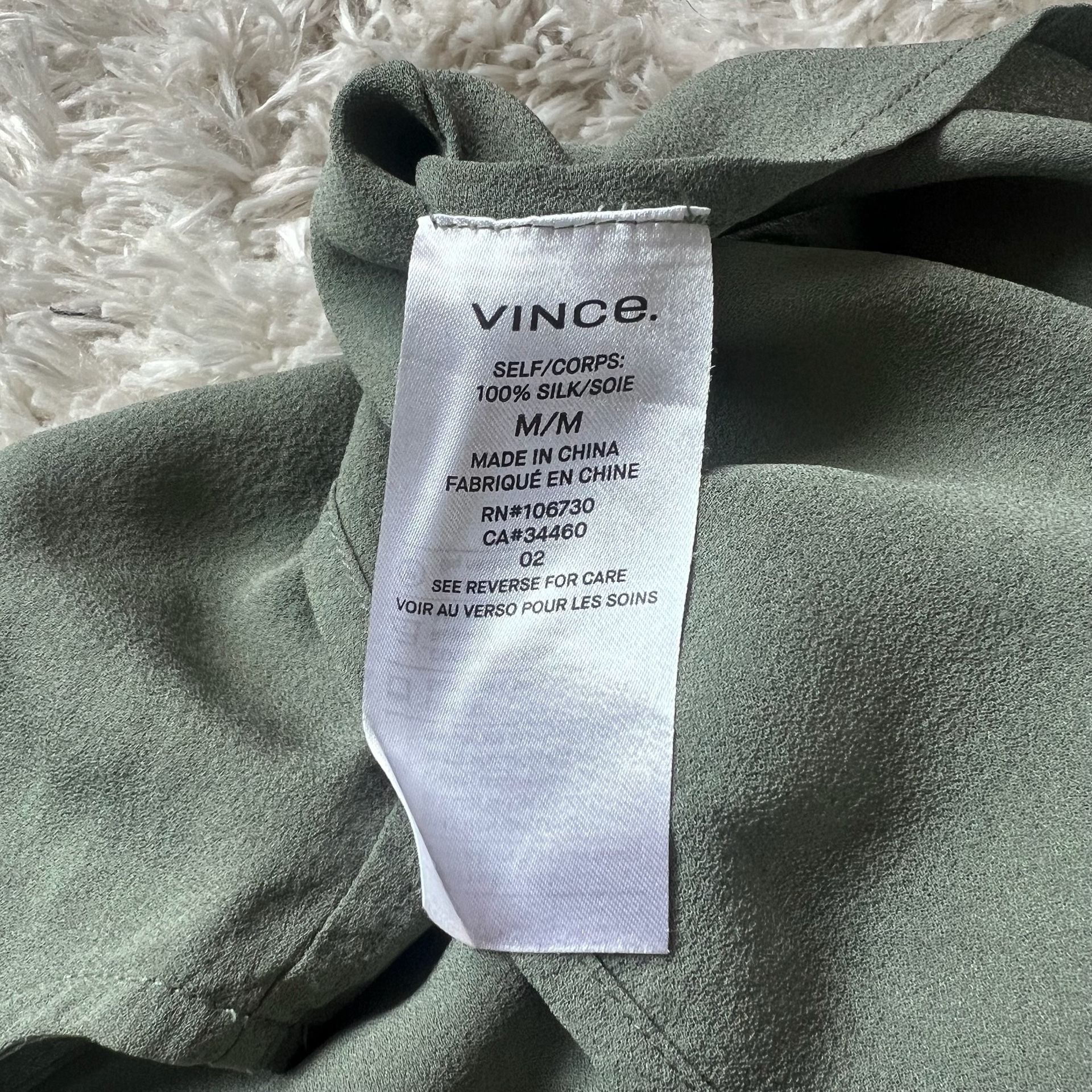 Vince Sleeveless 100% Silk Tunic BlouseTop in Sage Green Medium 7