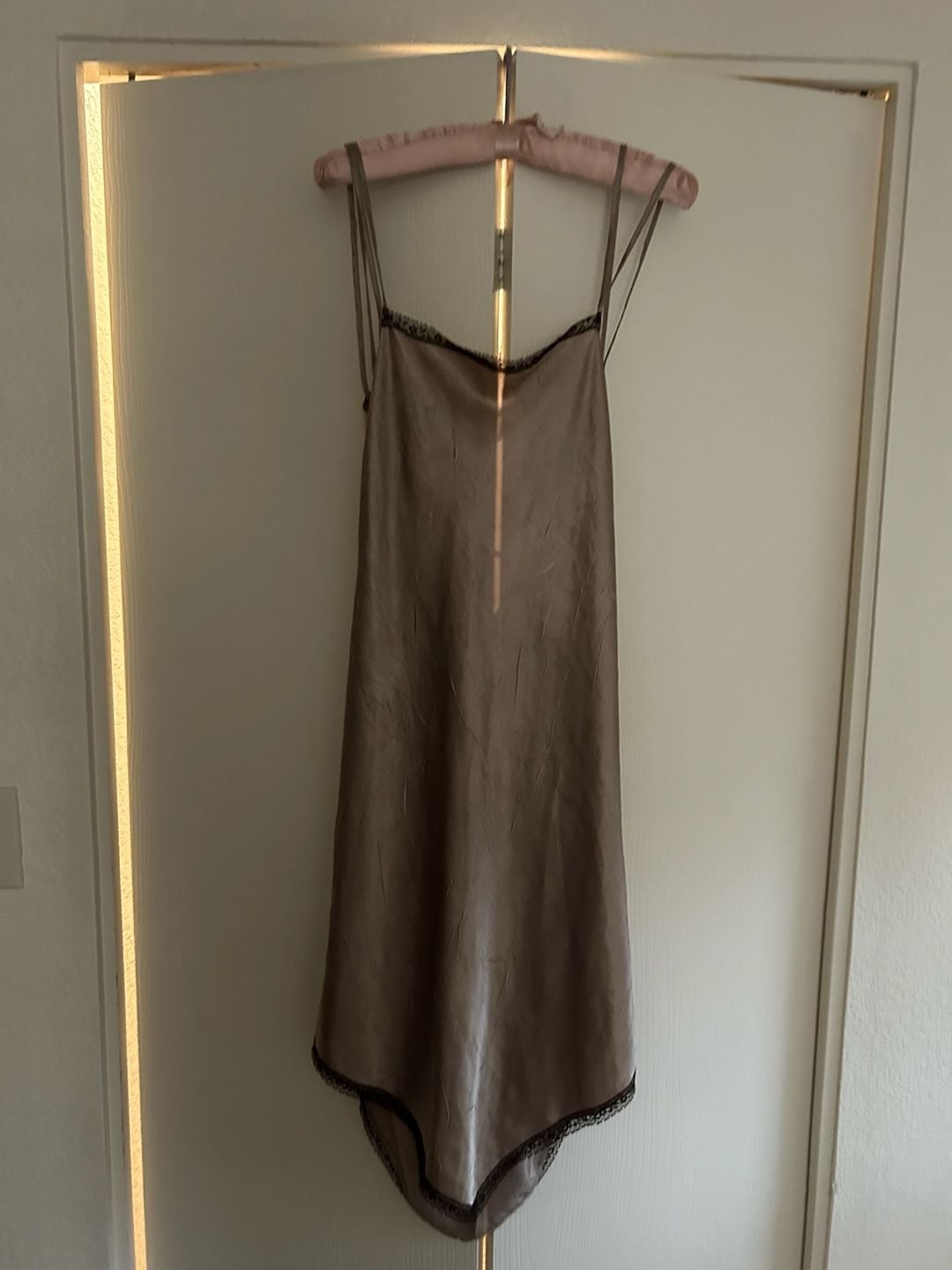 Vintage California Dynasty Satin Slip Nightgown with Lace Trim 2