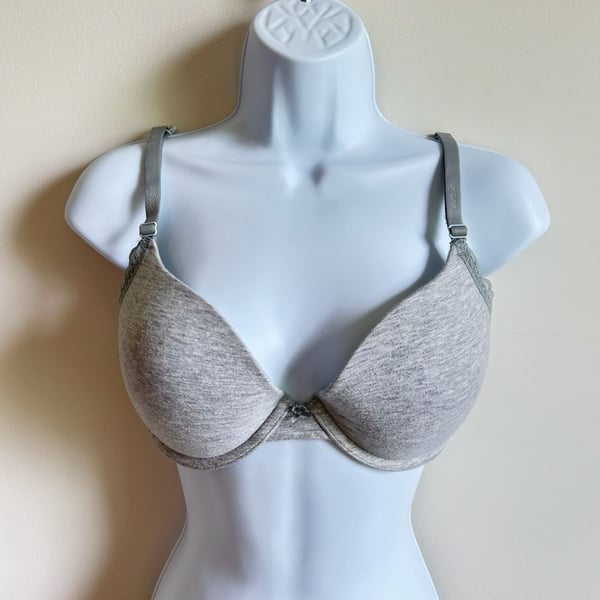 Aerie Women's Lightly Lined T-Shirt Bra, Grey Heather, Size 34D