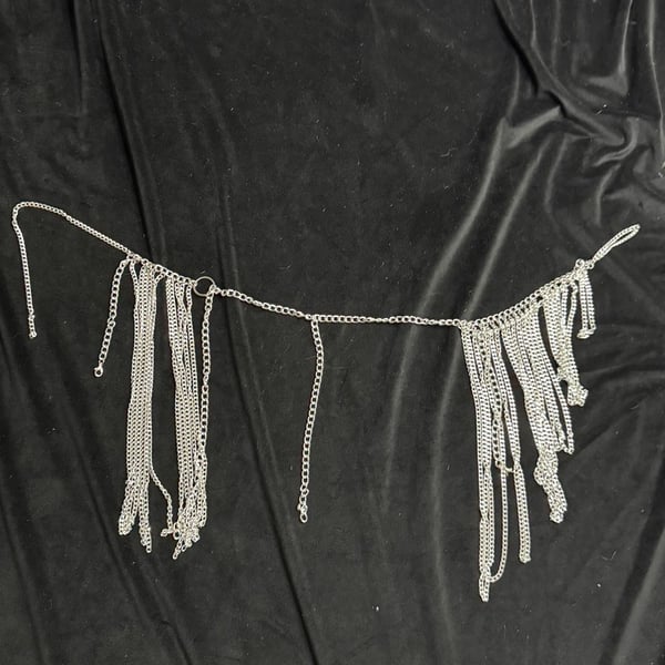 Silver-Tone Chain Fringe Body Harness or Waist Belt