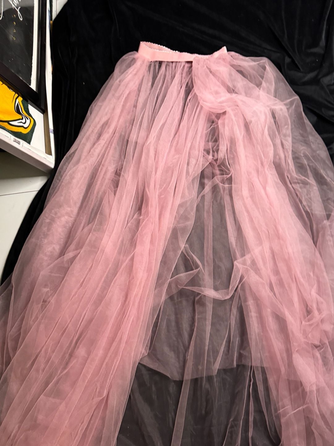 Women's Pink Layered Tulle Maxi Skirt with Elastic Waistband 1