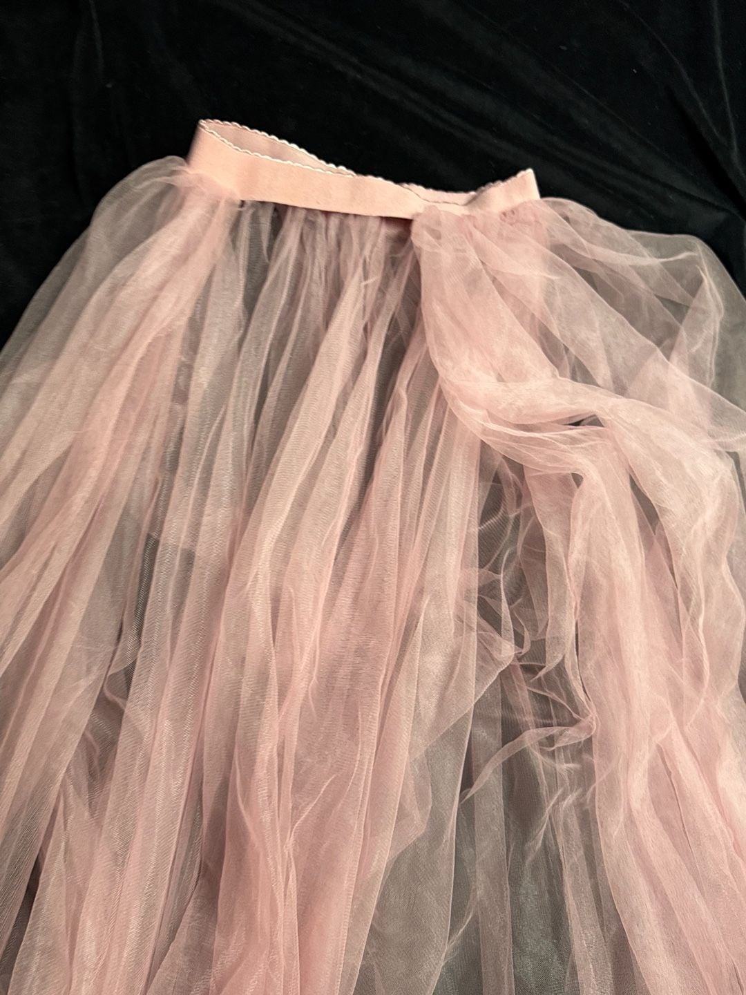 Women's Pink Layered Tulle Maxi Skirt with Elastic Waistband 4