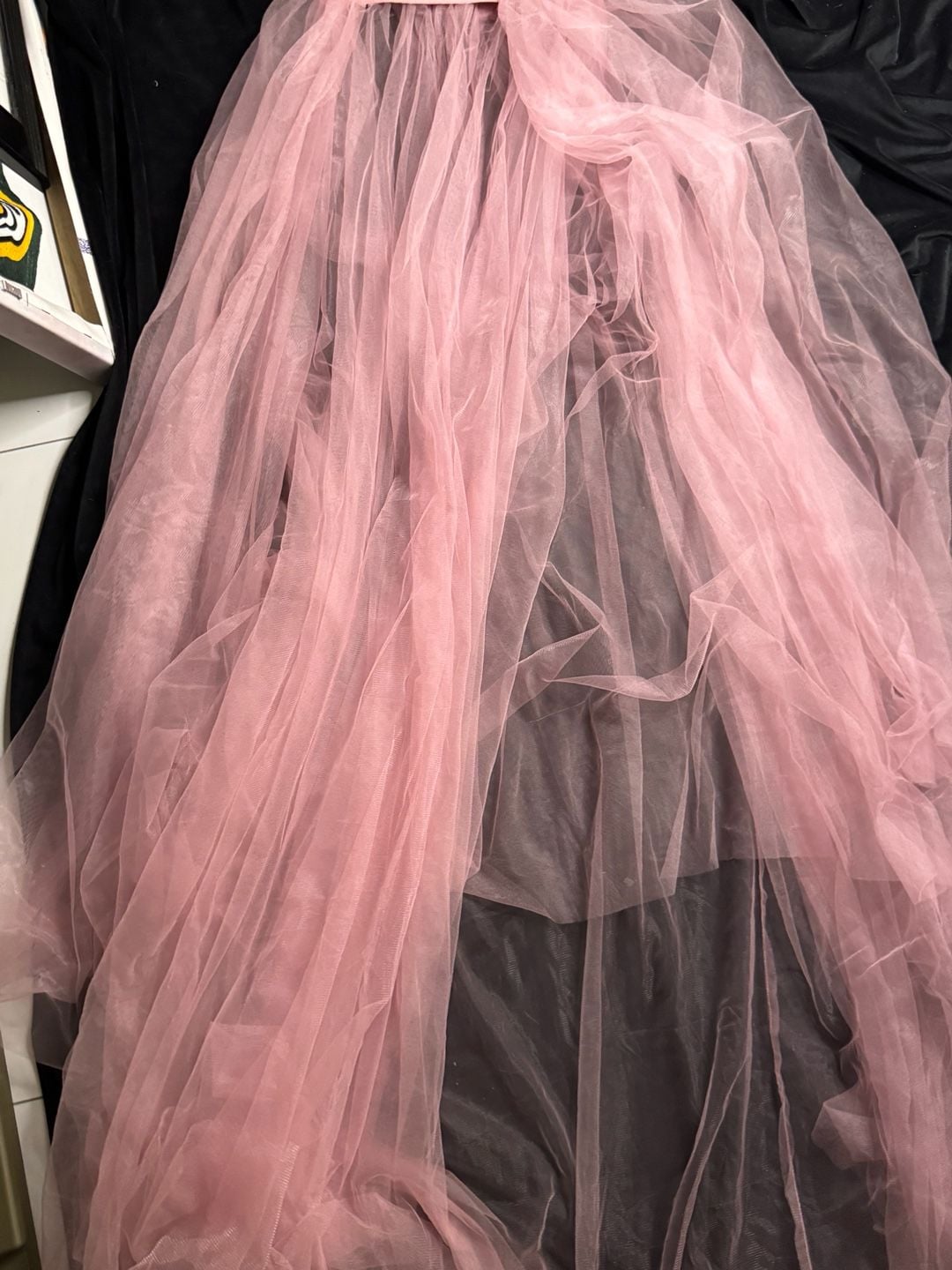 Women's Pink Layered Tulle Maxi Skirt with Elastic Waistband 5