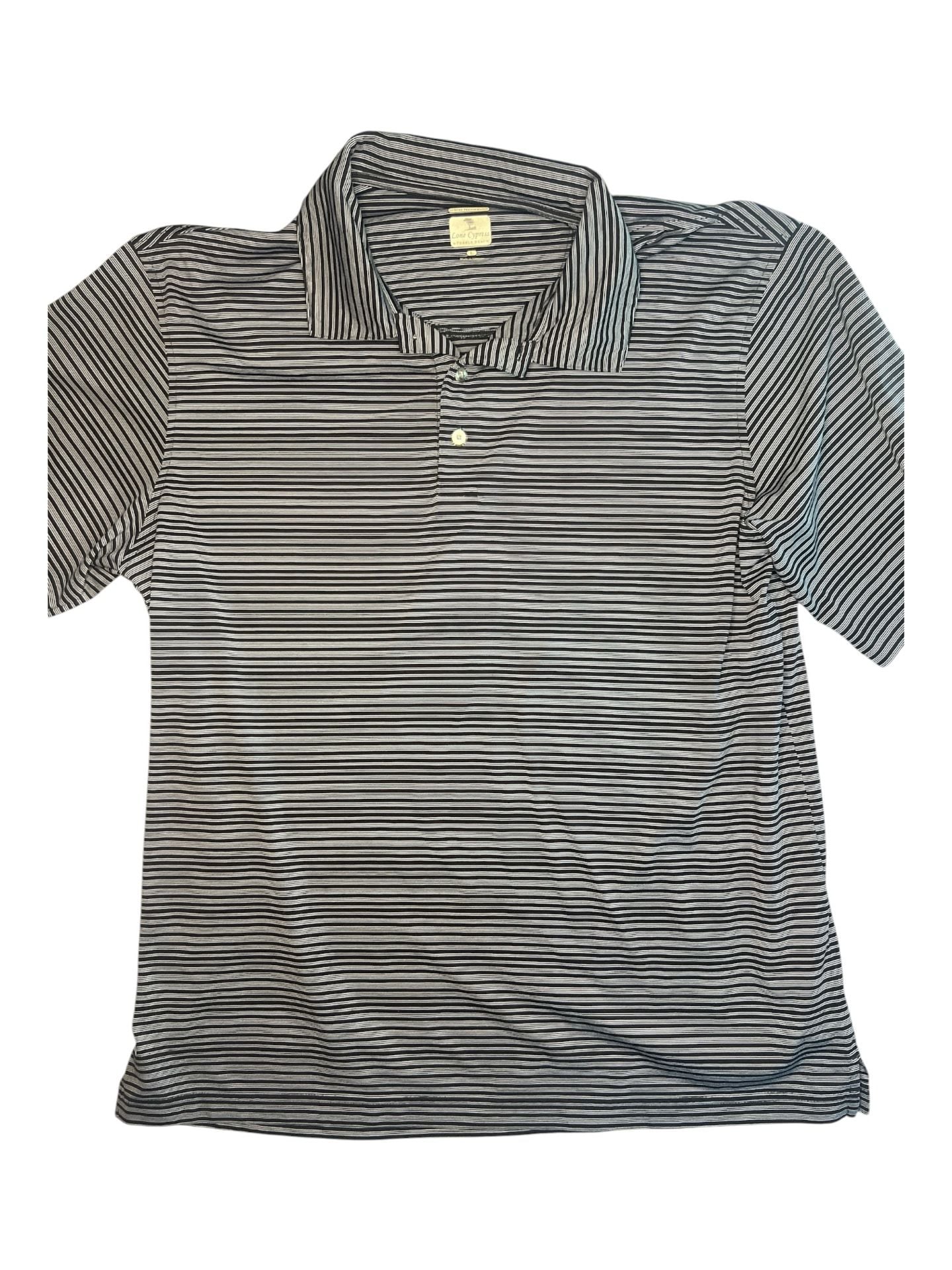 Lone Cypress by Pebble Beach Luxury Performance Striped Golf Polo Shirt 1