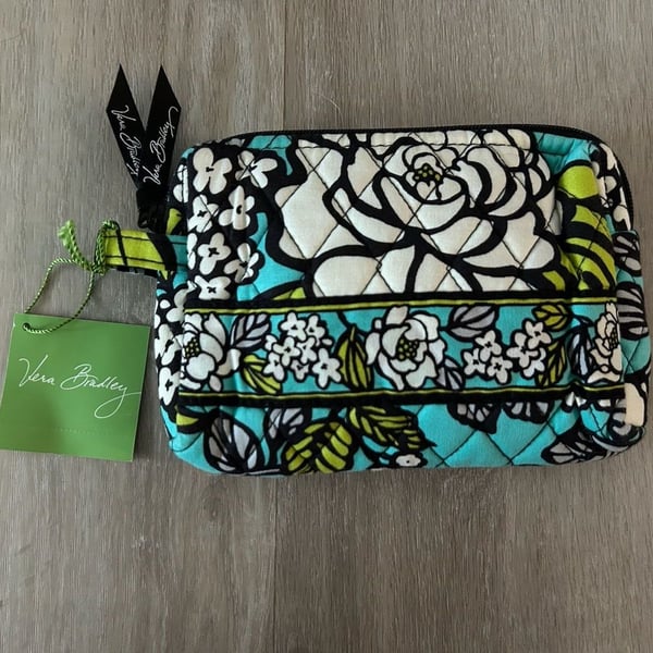 Vera Bradley Island Blooms Quilted Zip-Top Cosmetic Makeup Bag