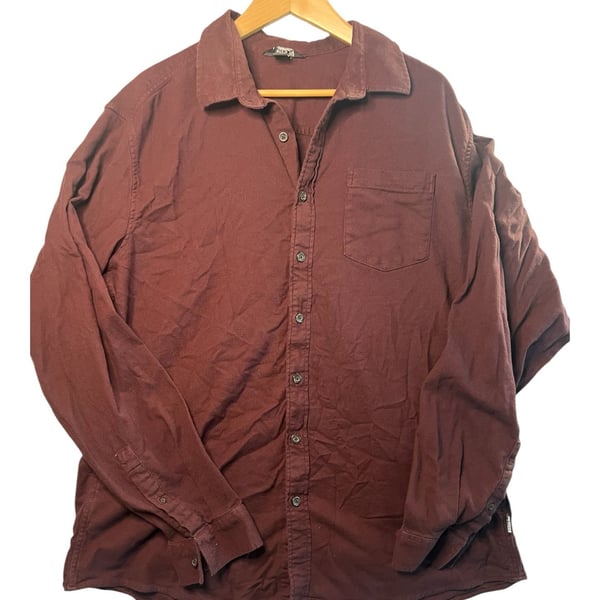 Eddie Bauer Men's Long Sleeve Button Down Shirt, Burgundy, Size TXL