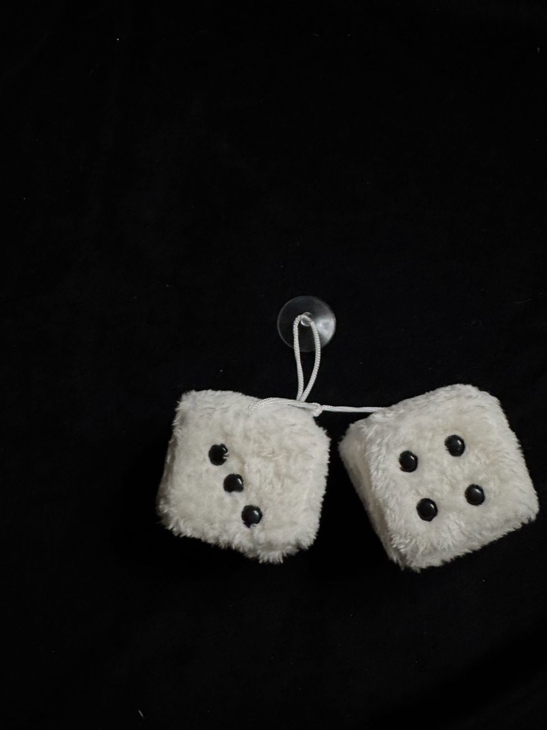 Retro White Fuzzy Plush Dice for Rearview Mirror Hanging Ornament 4