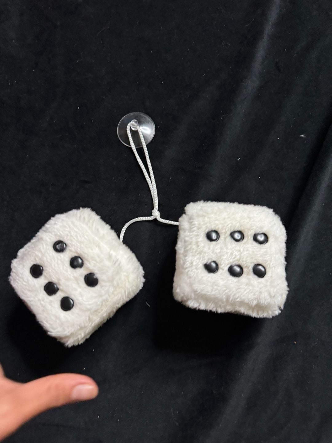 Retro White Fuzzy Plush Dice for Rearview Mirror Hanging Ornament 8
