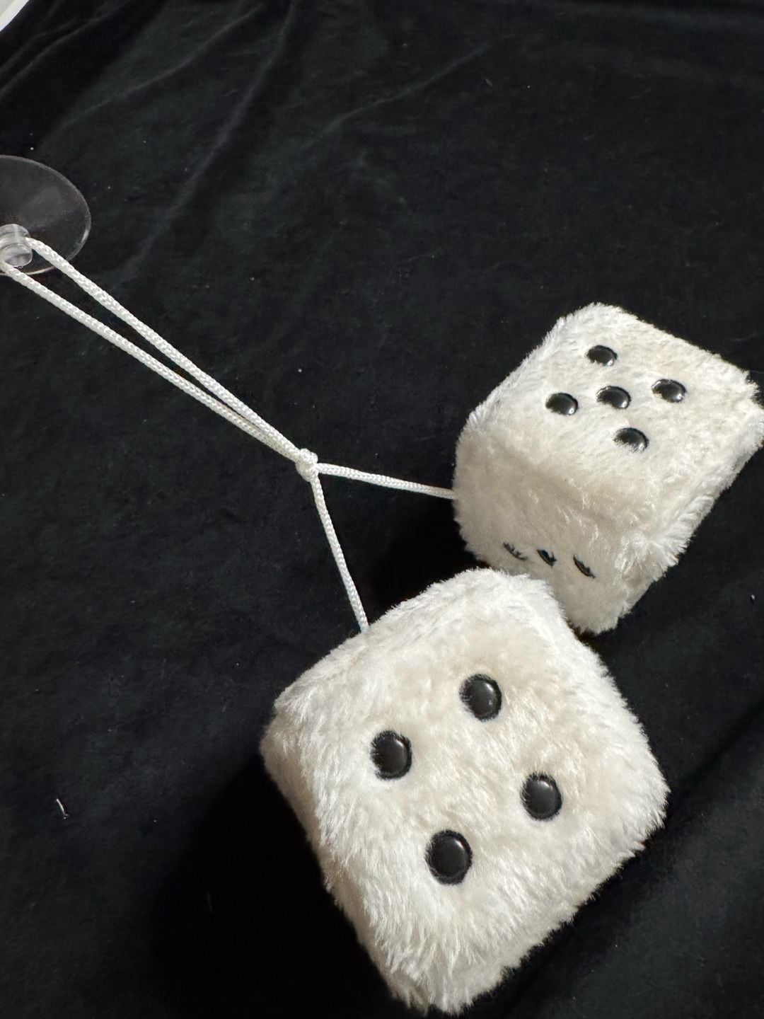 Retro White Fuzzy Plush Dice for Rearview Mirror Hanging Ornament 9