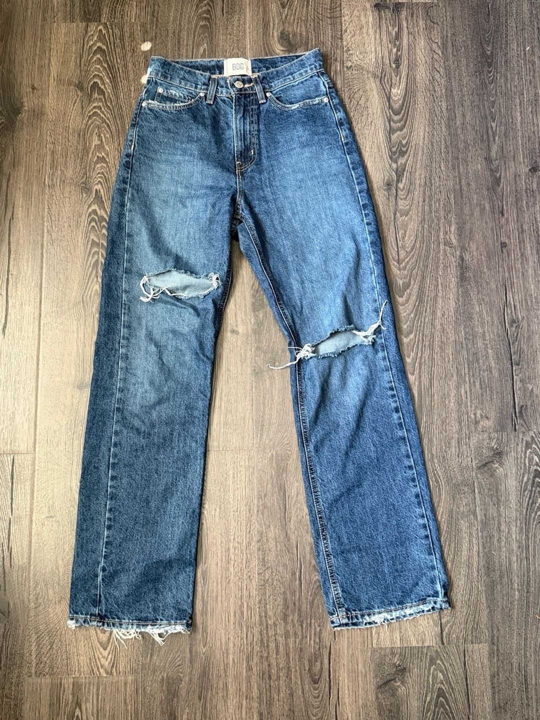 BDG Cowboy Jean High-Rise Distressed Straight Leg Jeans Size 25 2