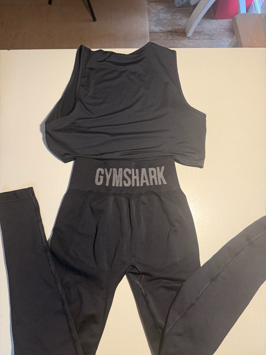 Gymshark Black Training Crop Tank and Seamless Leggings Set 6