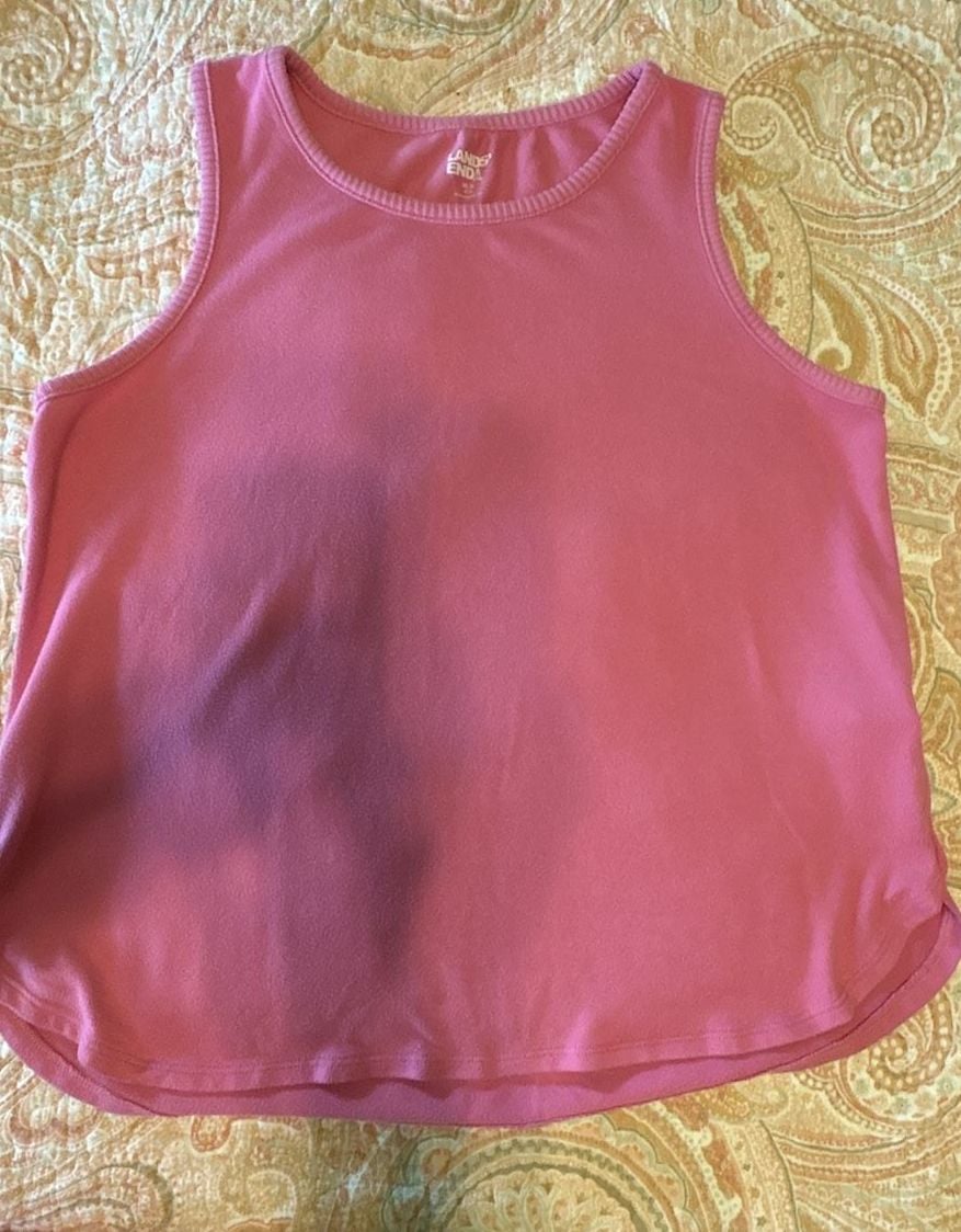 EUC Lands' End women’s Ribbed Lounge Set Tank Top & Pants - Pink, medium petite 2
