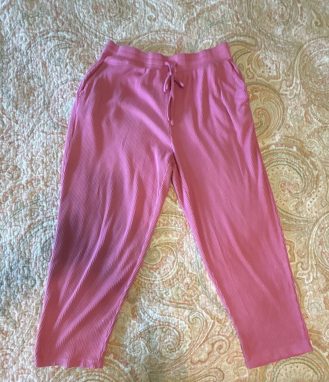EUC Lands' End women’s Ribbed Lounge Set Tank Top & Pants - Pink, medium petite 8