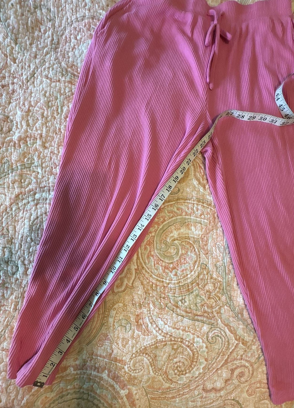 EUC Lands' End women’s Ribbed Lounge Set Tank Top & Pants - Pink, medium petite 11