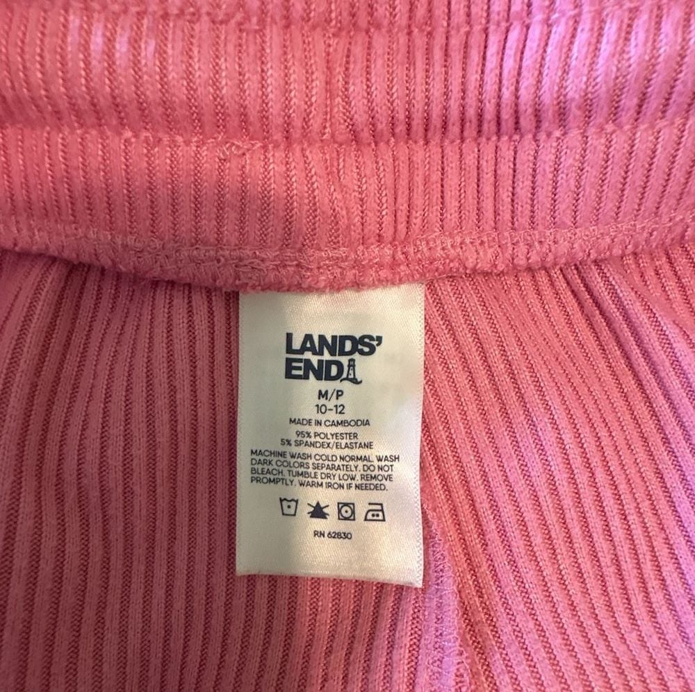 EUC Lands' End women’s Ribbed Lounge Set Tank Top & Pants - Pink, medium petite 13