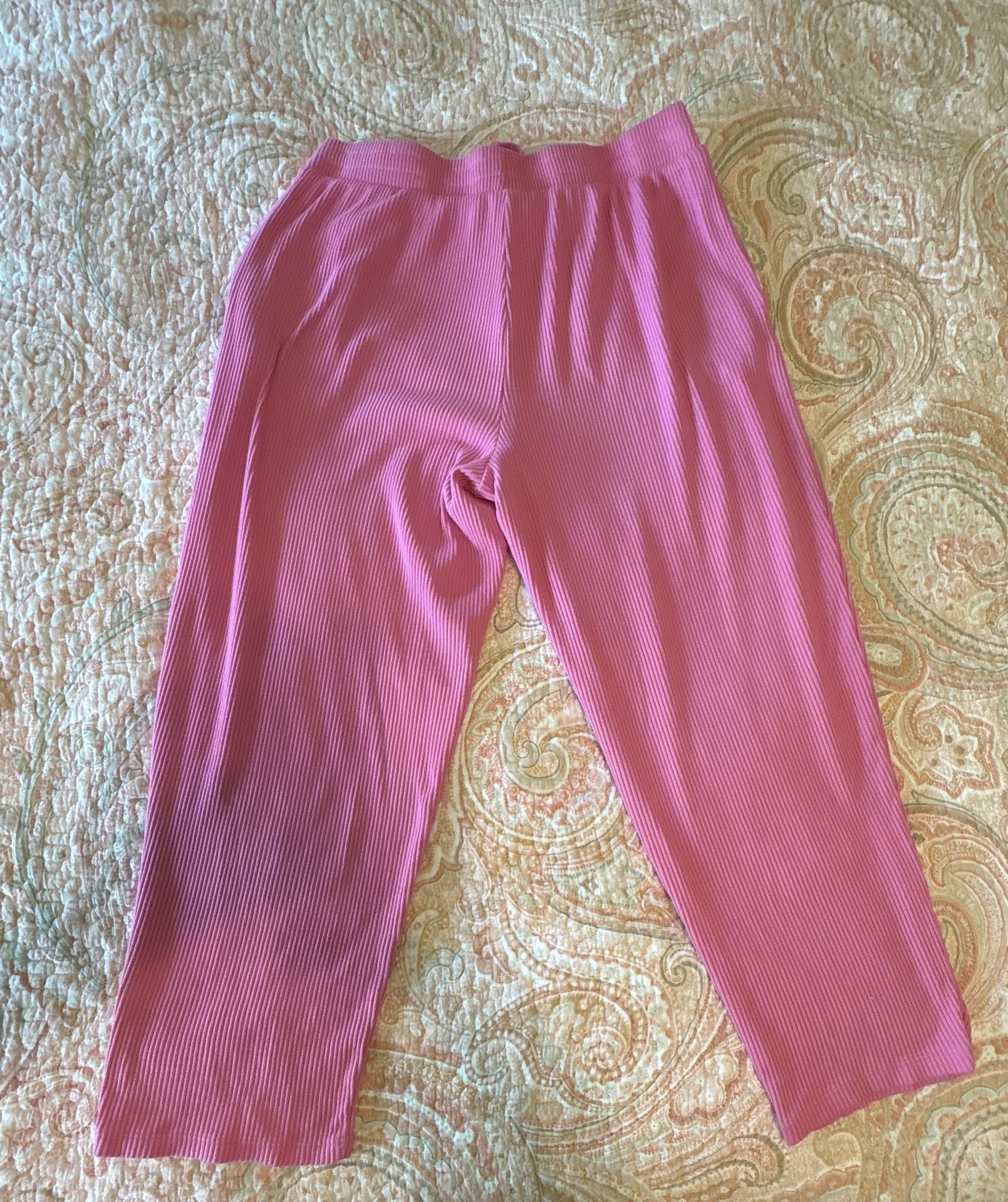EUC Lands' End women’s Ribbed Lounge Set Tank Top & Pants - Pink, medium petite 14