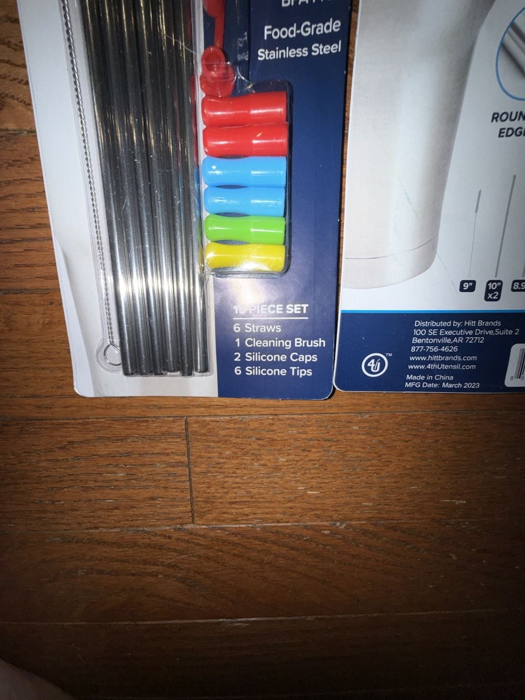 SET OF 3 Hitt Brands 4th Utensil Reusable Stainless Steel Straw 15-Piece Set with Silicone Tips and Caps 3