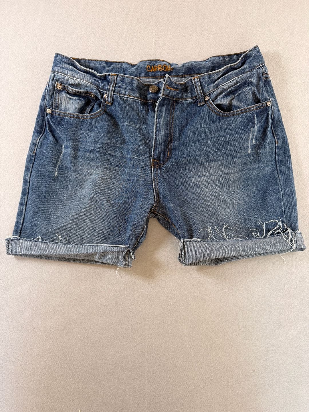 Carbon Low Rise Slim Straight Denim Jean Shorts Size 36/32 2