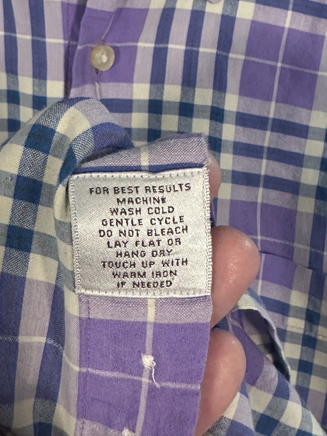 Peter Millar Men's Long Sleeve Plaid Button-Down Shirt Purple Cotton XL 4