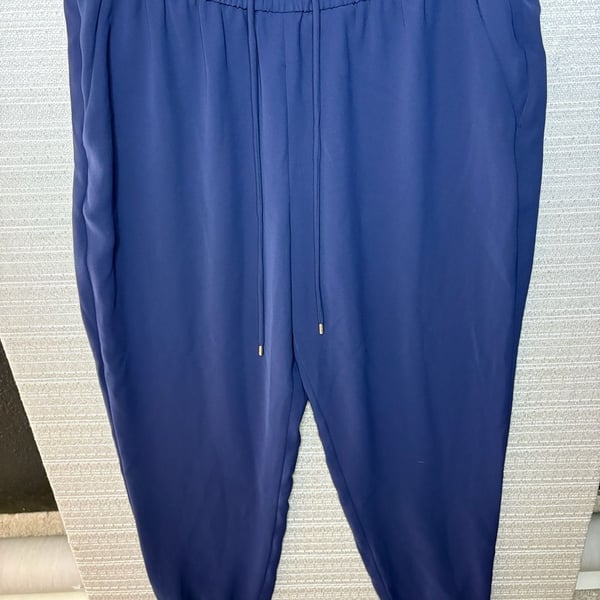 Michael Kors Women's Elastic Waist Drawstring Jogger Pants in Navy