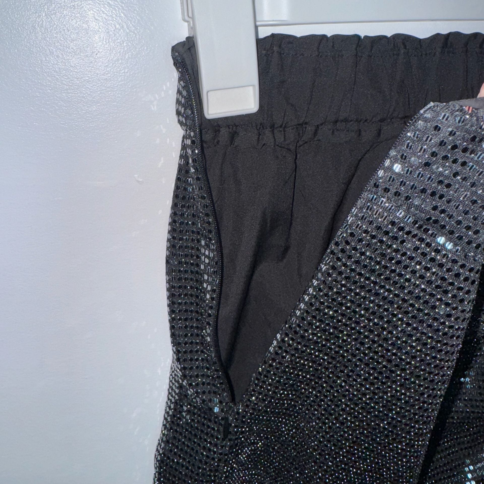 Le Soir par Molly Bracken Black Sequin Tulip Hem Mini Skirt 11