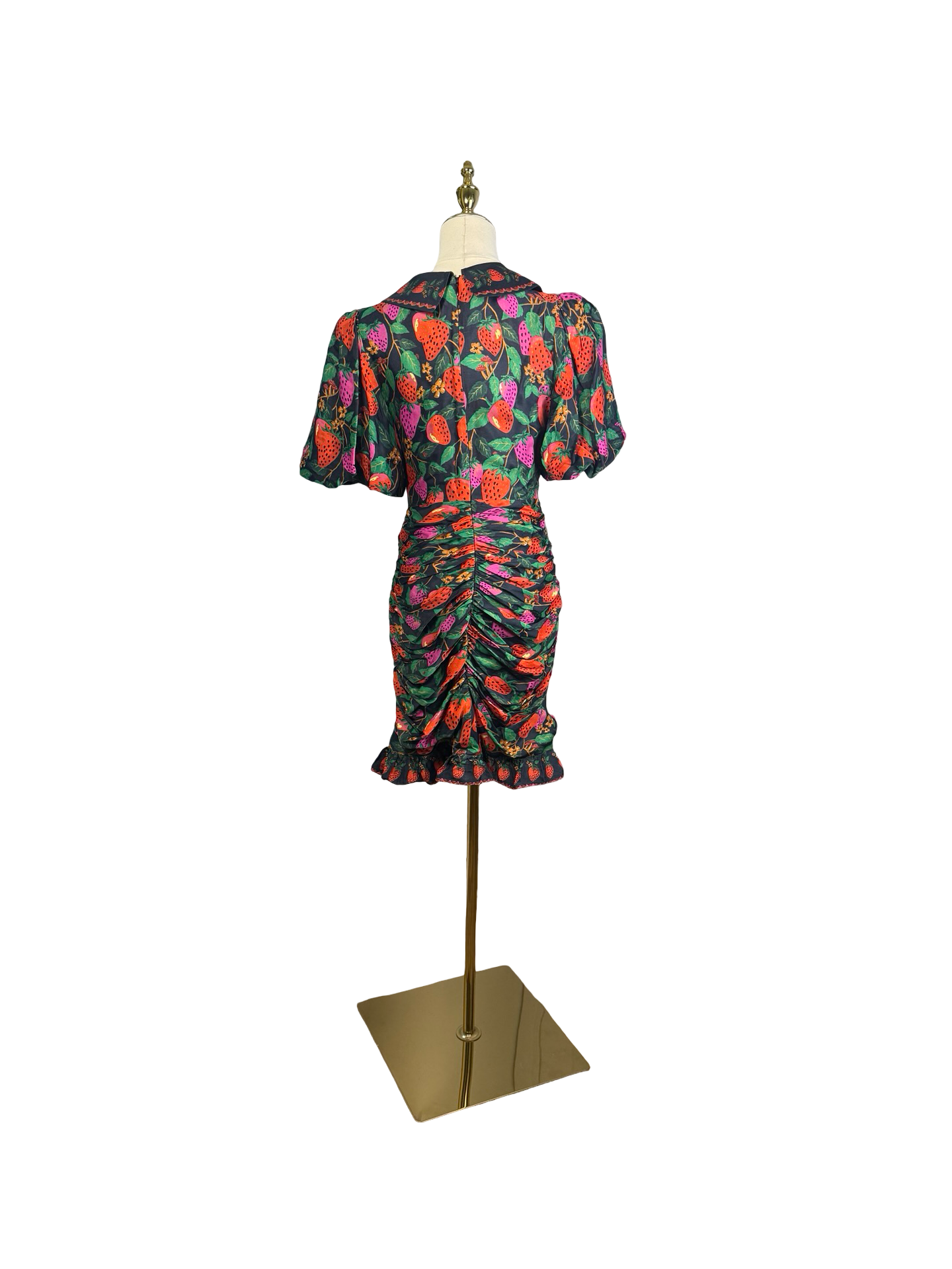 FARM Rio Lady Strawberry Ruched Puff-Sleeve Mini Dress 7