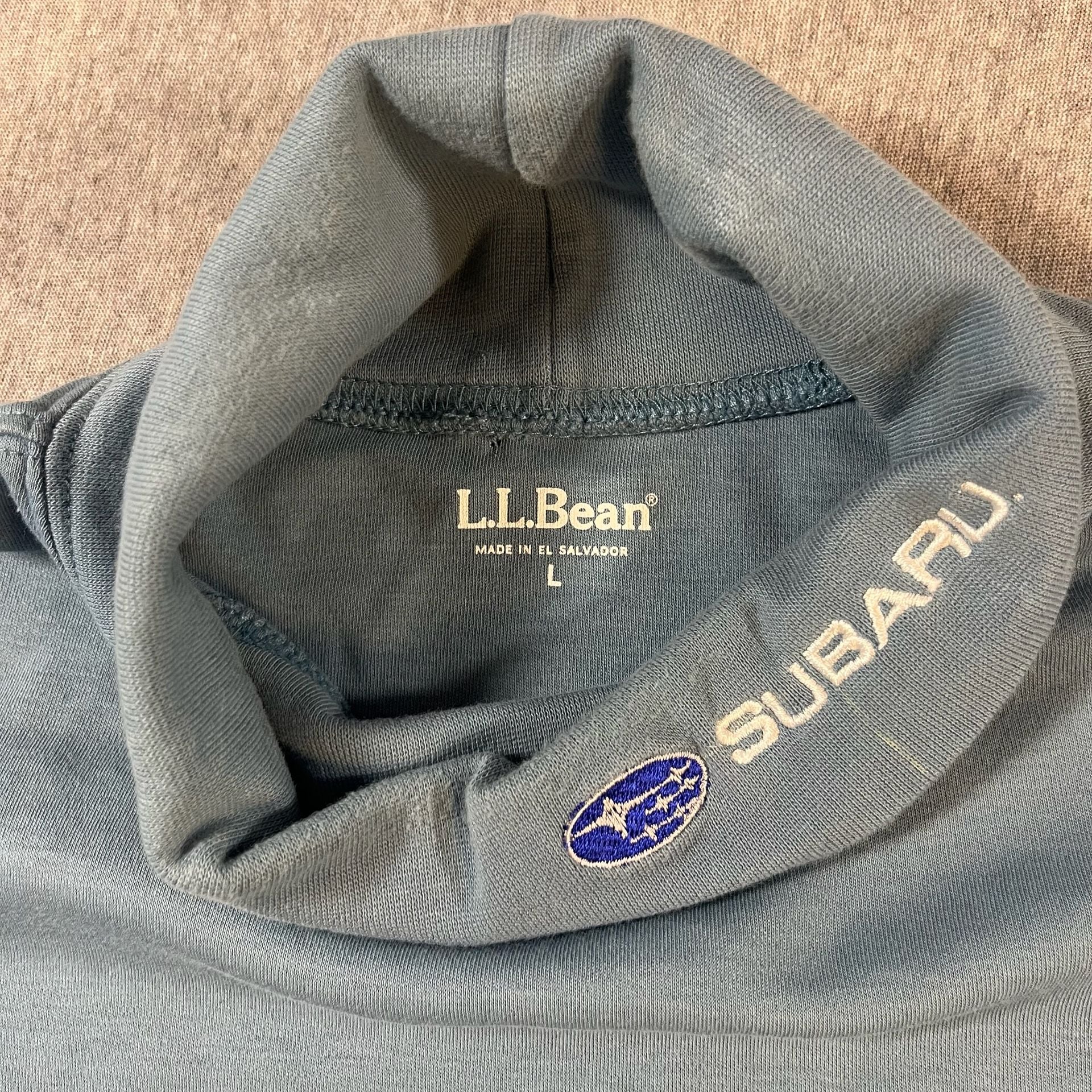 L.L.Bean Subaru Lt. Blue Embroidered Logo Turtleneck Long Sleeve Shirt Men’s L 6