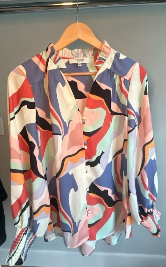 Crosby by Mollie Burch Josephine Blouse in Multicolored Abstract Print 2