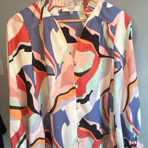 Crosby by Mollie Burch Josephine Blouse in Multicolored Abstract Print