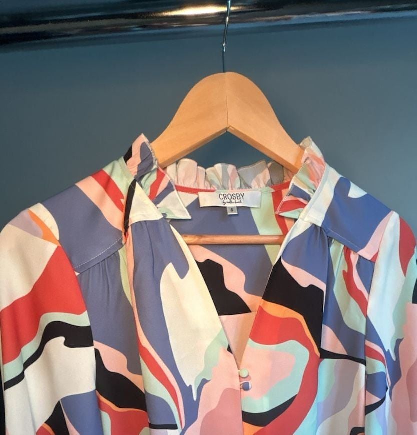 Crosby by Mollie Burch Josephine Blouse in Multicolored Abstract Print 3